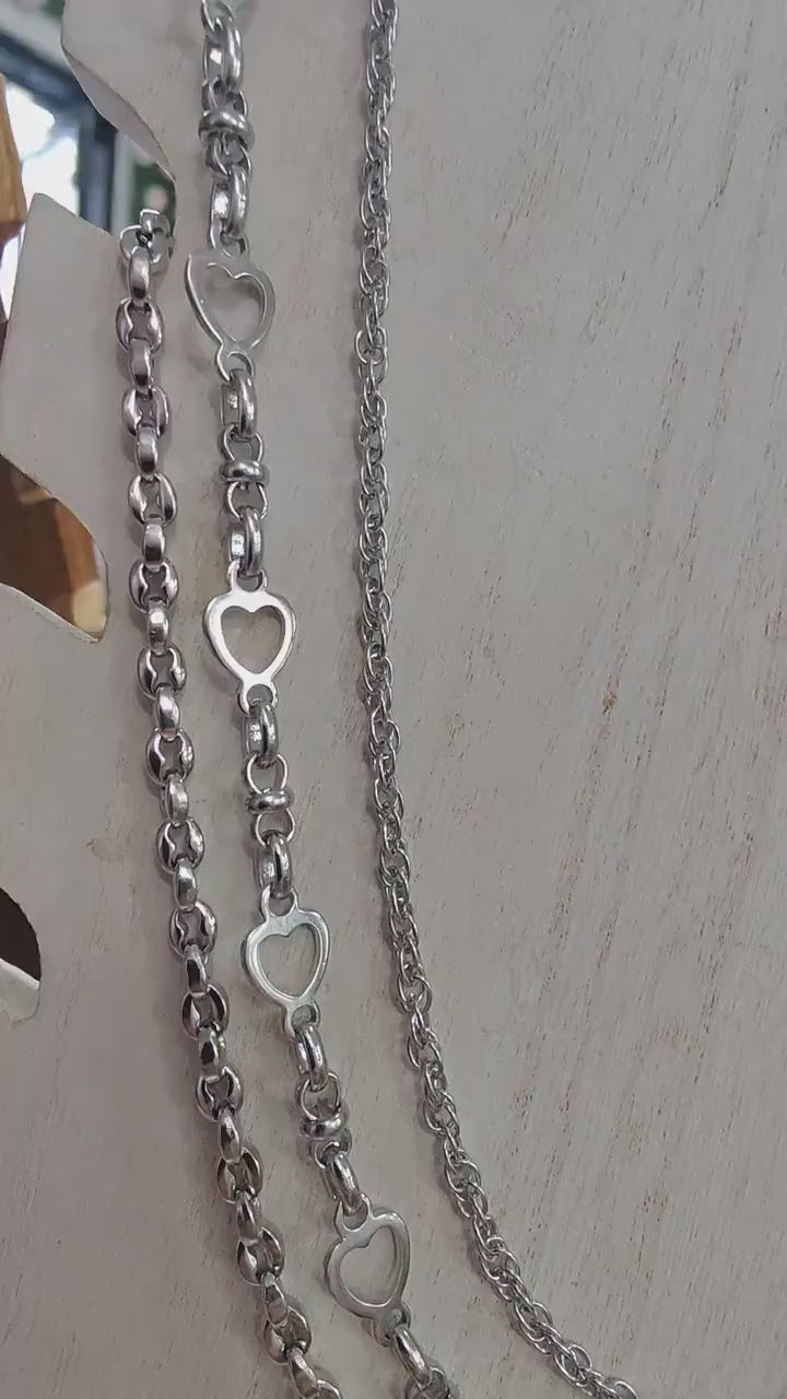 Stainless Steel Continuous Chain   Heart, Rolo & Curb Links for Jewelry Making jewelry making supplies - detail image 2