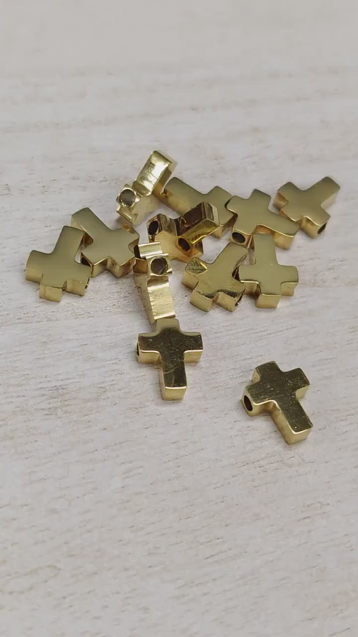 Stainless Steel Cross Charm Spacer beads for jewelry making 10x8mm 12pcs/pk jewelry making supplies - detail image 5
