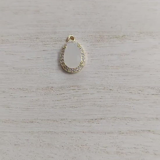 Gold Filled ep Tear drop pendant/ charm with CZ Zirconia 18k  Jewelry findings jewelry making supplies - detail image 2