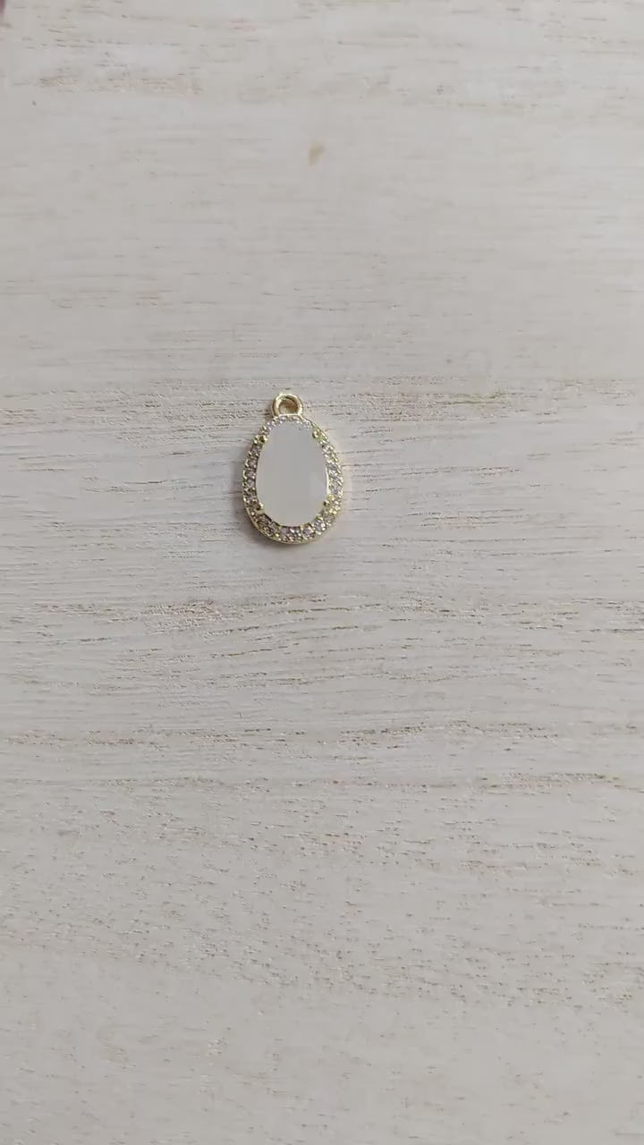 Gold Filled ep Tear drop pendant/ charm with CZ Zirconia 18k  Jewelry findings jewelry making supplies - detail image 2