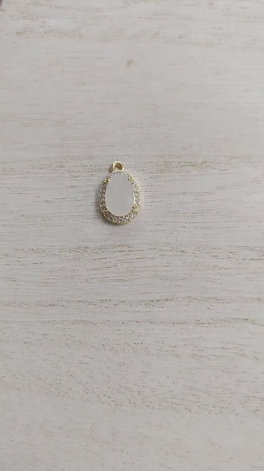 Gold Filled ep Tear drop pendant/ charm with CZ Zirconia 18k  Jewelry findings jewelry making supplies - detail image 2