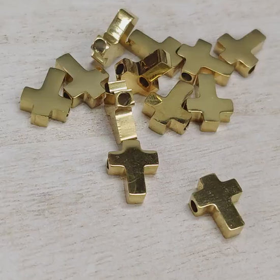 Charm Spacer Beads: Polished Stainless Steel Cross Charms - Durable, Tarnish-Resistant, 10x8mm for Jewelry Making