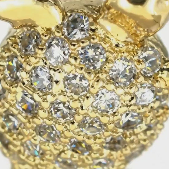 Turtle Micro Pave Beads Jewelry Components: CZ Sparkle, Gold Filled Alternative Electroplating (11x9mm, Tarnish Resistant, Craft Use)