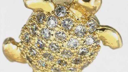 Turtle Micro Pave Beads Jewelry Components: CZ Sparkle, Gold Filled Alternative Electroplating (11x9mm, Tarnish Resistant, Craft Use)