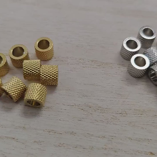 Steel Texture Wheel Spacer - Gold Plated Roundel Beads - Diamond Cut Detailing, Stainless Steel, Crafting Findings Set