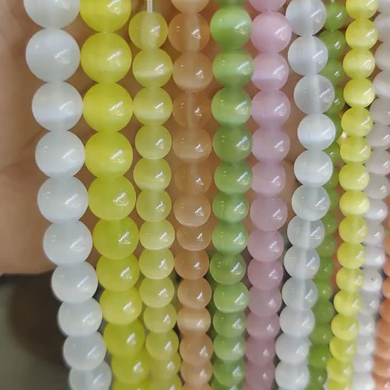 Natural Cat Eye Gemstone beads for jewelry making DIY crafts sold by strand jewelry making supplies - detail image 5