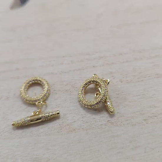 Gold Filled Alternative Ep Toggle Clasp, Rhinestone Accent (18k Gold Tone, Durable Closure, Jewelry Craft Supplies)