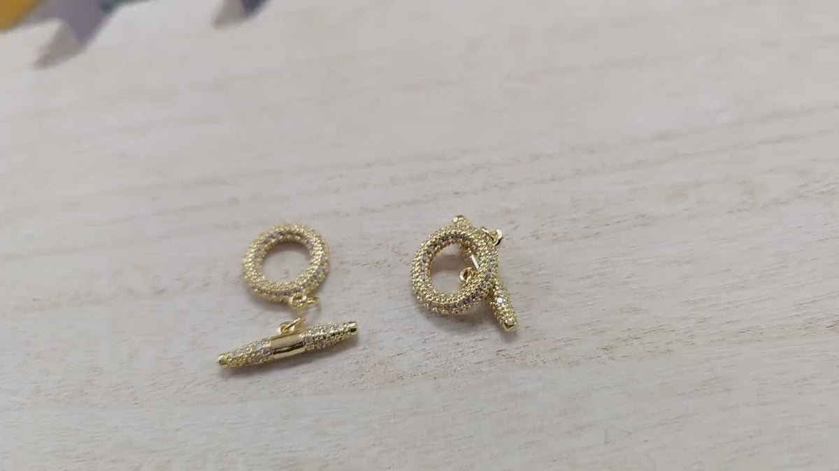 Gold Filled Alternative Ep Toggle Clasp, Rhinestone Accent (18k Gold Tone, Durable Closure, Jewelry Craft Supplies)