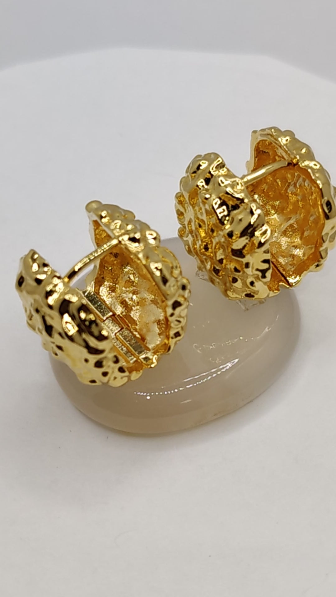 Gold Filled Textured Dome Earrings – Bold and Artistic Statement jewelry making supplies - detail image 10