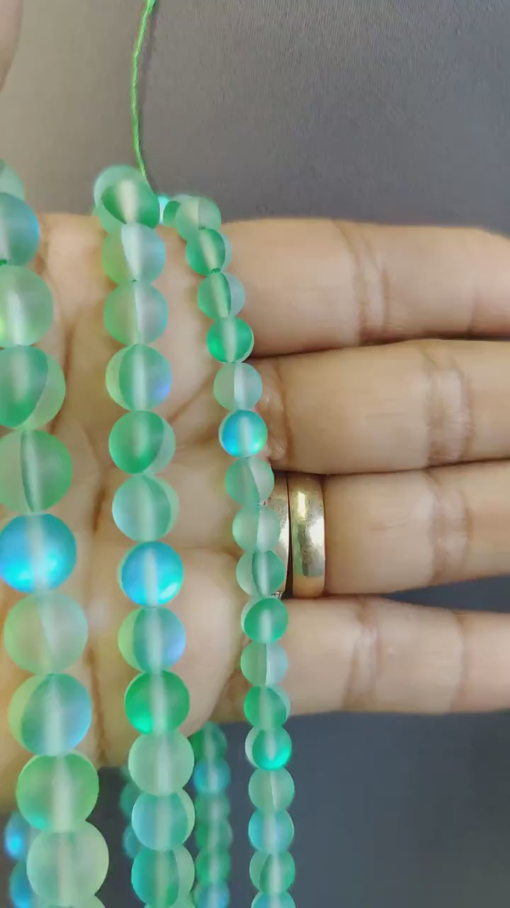 Green Matte Opal Gemstone for jewelry making size 6mm 8mm 10mm jewelry making supplies - detail image 5