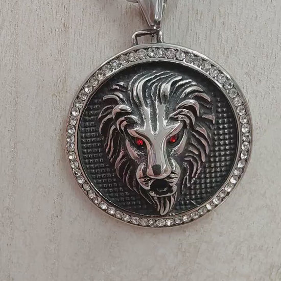 Pendant Lion Head Durable Steel Charm - Polished Stainless Steel Medallions - Lion, Wolf, Eye of Horus & Cross Designs, Gift For Men and Her