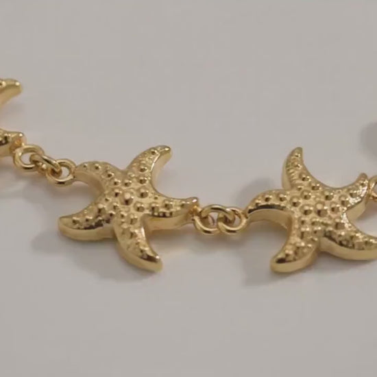 Gold Starfish Stainless Steel Chain by Yard or 10 Yards, Necklace, Bracelet, Anklets, body chain, bag charms, summer jewelry