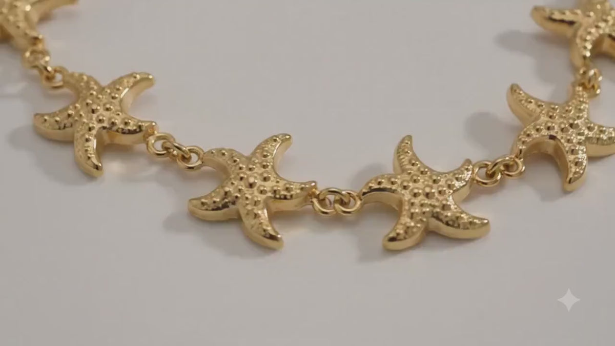 Gold Starfish Stainless Steel Chain by Yard or 10 Yards, Necklace, Bracelet, Anklets, body chain, bag charms, summer jewelry