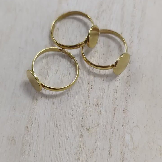 Stainless Steel Adjustable Ring Base with blank flat setting for jewelry making DIY crafts 3pcs jewelry making supplies -...