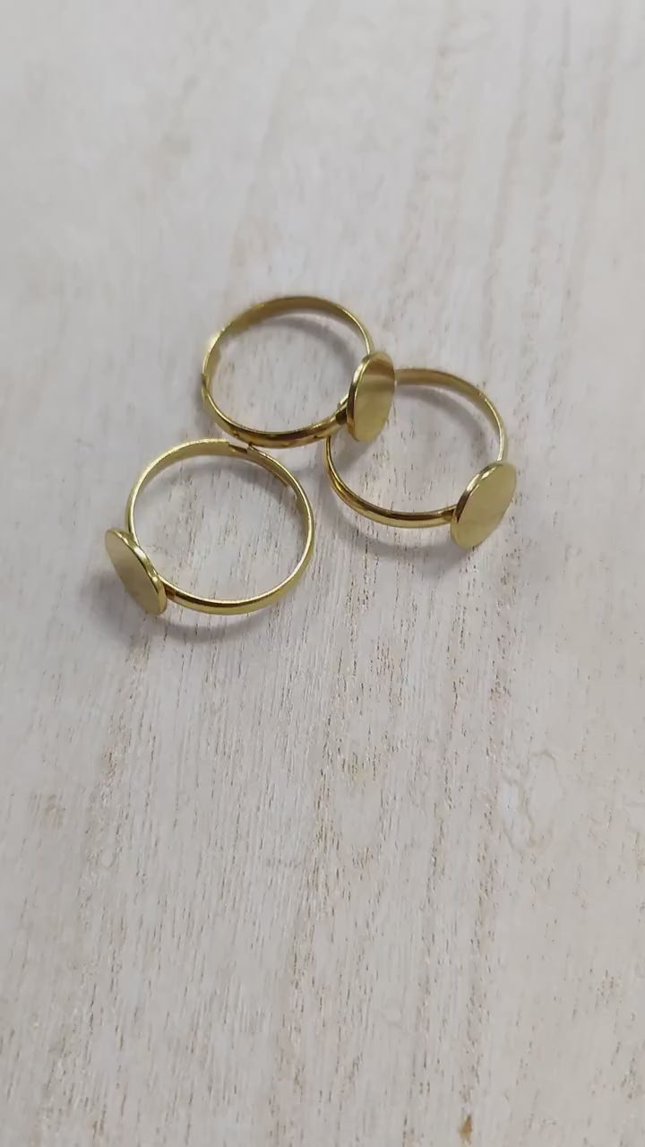 Stainless Steel Adjustable Ring Base with blank flat setting for jewelry making DIY crafts 3pcs jewelry making supplies -...