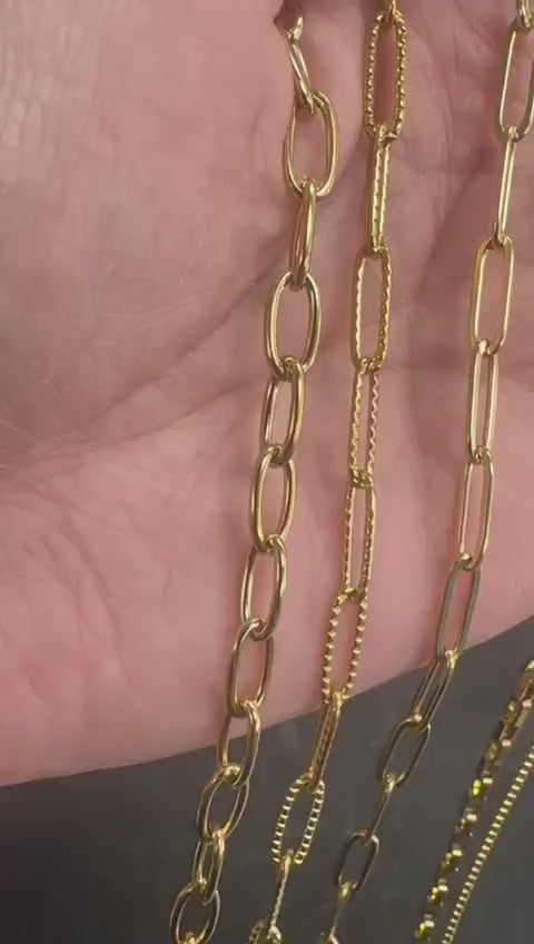 Gold Plated Stainless Steel unfinished chain paper clip box chain for jewelry making sold by yard jewelry making supplies...