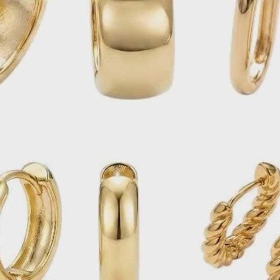 18k Gold Hoop Earring Findings | Huggie Hoops | Chunky Round ,Rectangle, Twisted Rope Hoops | Jewelry Making Supplies