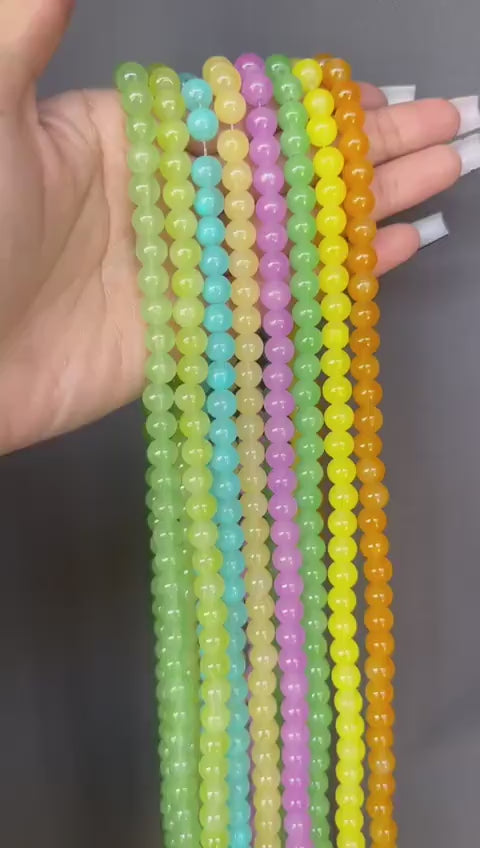 Pastel Glass Beads Strand Jewelry Making, Softly Hued Colors (8mm & 10mm Sizes, Bulk Pack, Craft Supplies)