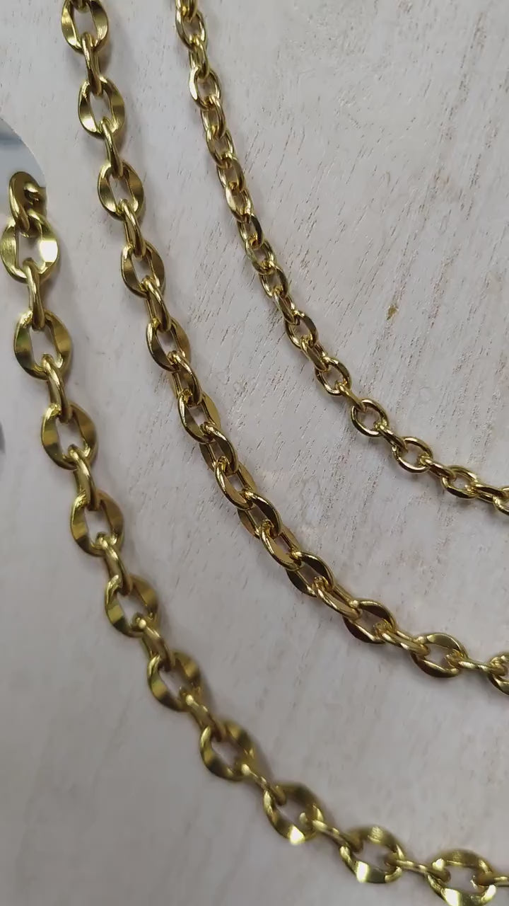 Gold Stainless Steel Oval Link Chain   Jewelry Making & DIY Crafts jewelry making supplies - detail image 2
