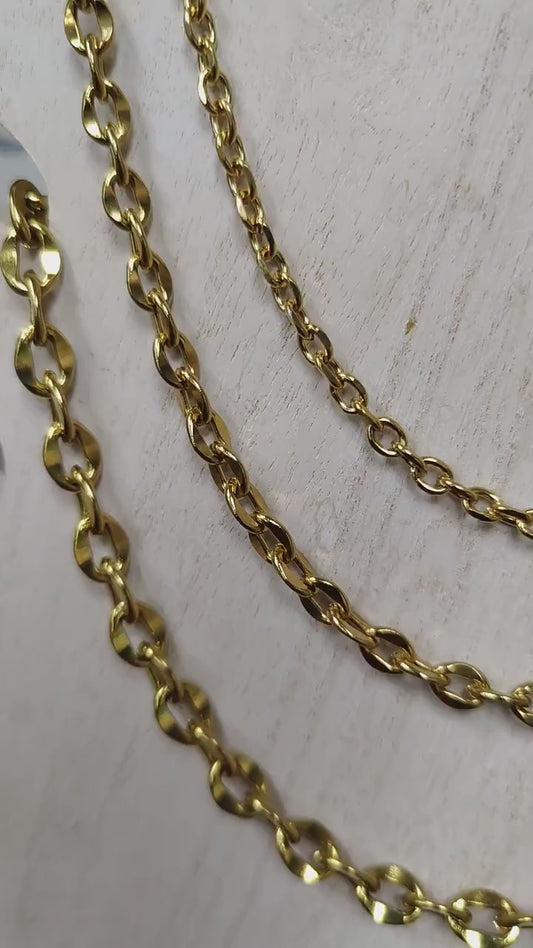 Gold Stainless Steel Oval Link Chain   Jewelry Making & DIY Crafts jewelry making supplies - detail image 2