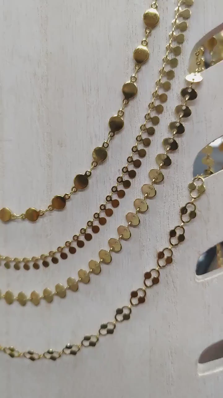 Gold Stainless Steel Chain Circle Disc: Premium Jewelry Making Material (6mm Links, Sold by Yard or Roll, Durable Gold Finish)