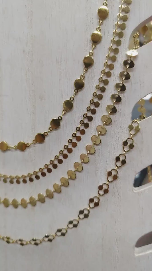 Gold Stainless Steel Chain Circle Disc: Premium Jewelry Making Material (6mm Links, Sold by Yard or Roll, Durable Gold Finish)