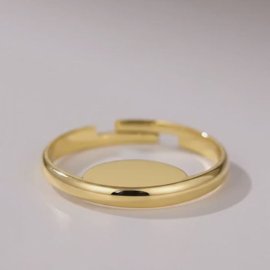 3PCs/PK Stainless Steel Adjustable Ring Base Gold Finish, Flat Round Pad for Resin and Cabochons (10mm Diameter, DIY Craft)