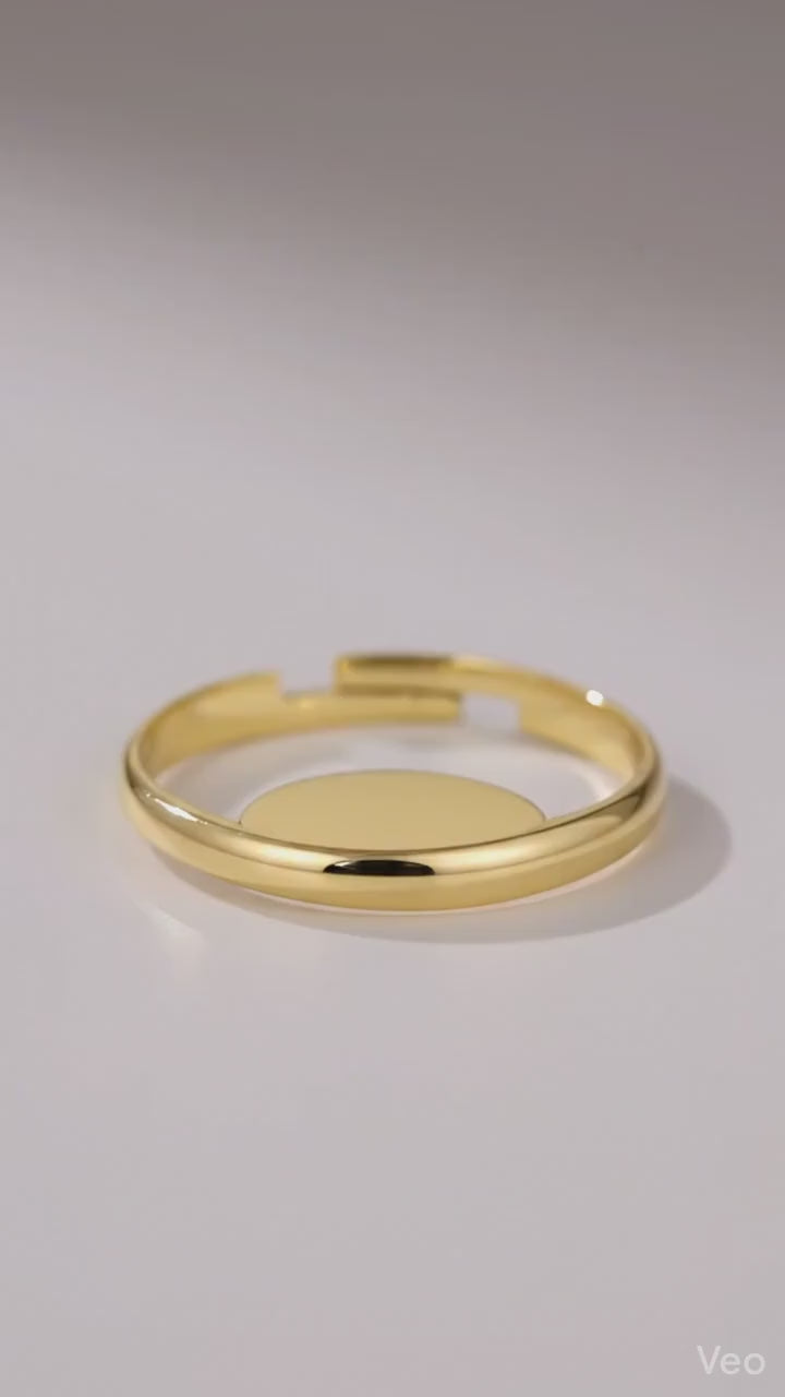 3PCs/PK Stainless Steel Adjustable Ring Base Gold Finish, Flat Round Pad for Resin and Cabochons (10mm Diameter, DIY Craft)