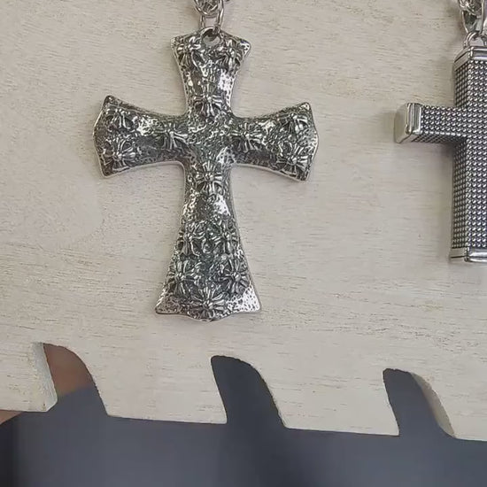 Gothic Cross Pendant: Sleek Modern Stainless Steel - Durable Jewelry Component, Lightweight, Corrosion Resistant