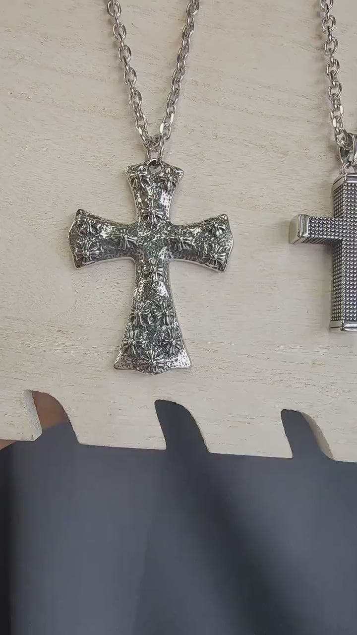 Gothic Cross Pendant: Sleek Modern Stainless Steel - Durable Jewelry Component, Lightweight, Corrosion Resistant