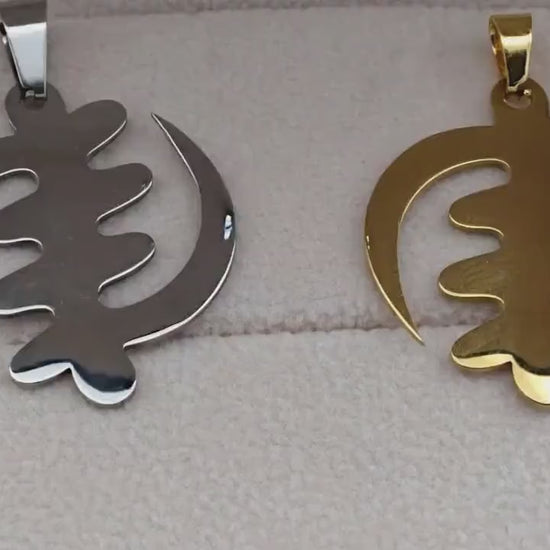 Gye Nyame Pendant: Gold And Silver Tone - African Adinkra Symbol, Stainless Steel Charm, Unisex Jewelry