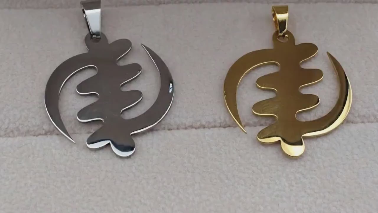 Gye Nyame Pendant: Gold And Silver Tone - African Adinkra Symbol, Stainless Steel Charm, Unisex Jewelry