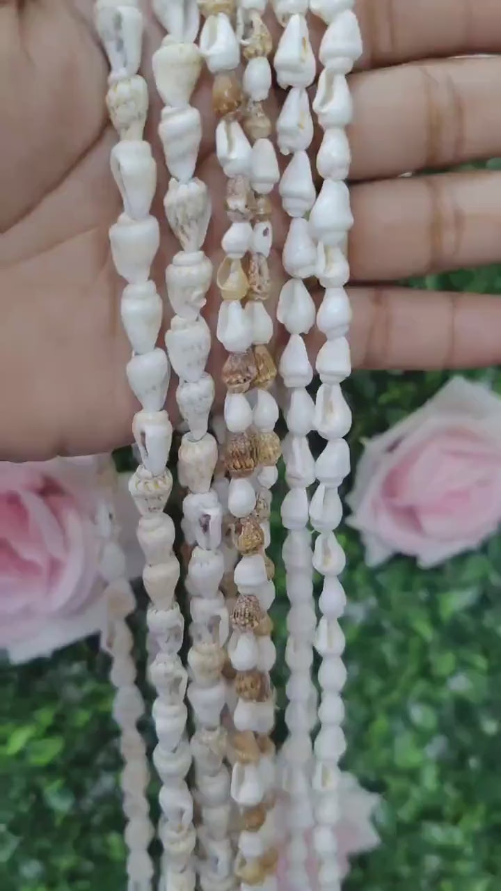 Natural Sea Shell Beads Collection: Beach Style Jewelry Making Supplies (Three Colors, Unique Shapes, Strand Lengths 60-62 Inches)