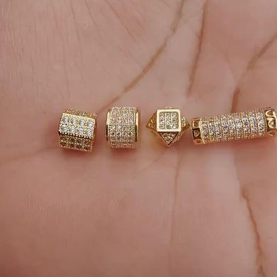 CZ Zirconia Spacer Beads Gold Filled Alternative Jewelry Findings with Sparkling (Multiple Sizes, DIY Crafts, Premium Quality)