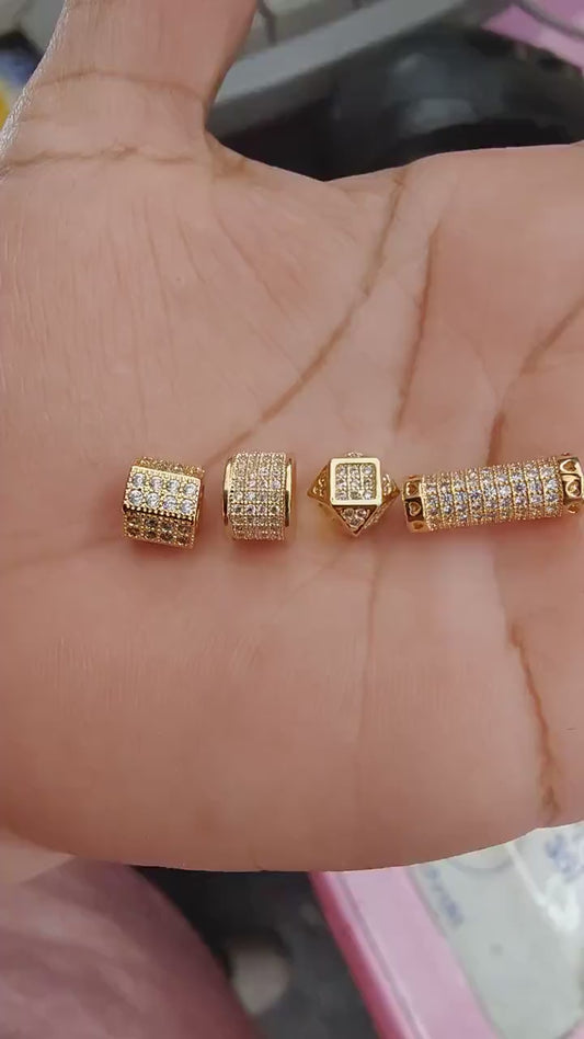 CZ Zirconia Spacer Beads Gold Filled Alternative Jewelry Findings with Sparkling (Multiple Sizes, DIY Crafts, Premium Quality)