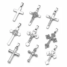 Assorted silver stainless steel cross charms for rosary and jewelry making