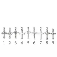 Nine numbered silver stainless steel cross charm styles