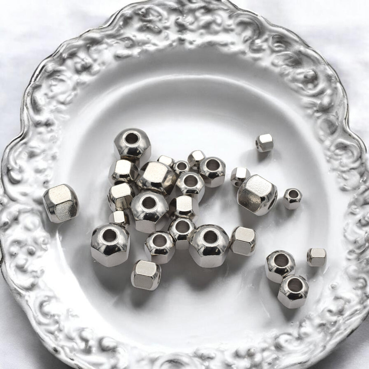 Stainless Steel Spacer Beads – 20 PCs Silver Screw Roundel Spacer Beads Bulk Jewelry Findings