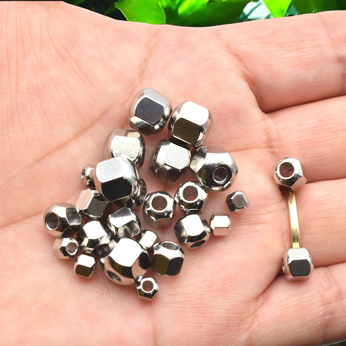 Stainless Steel Spacer Beads – 20 PCs Silver Screw Roundel Spacer Beads Bulk Jewelry Findings