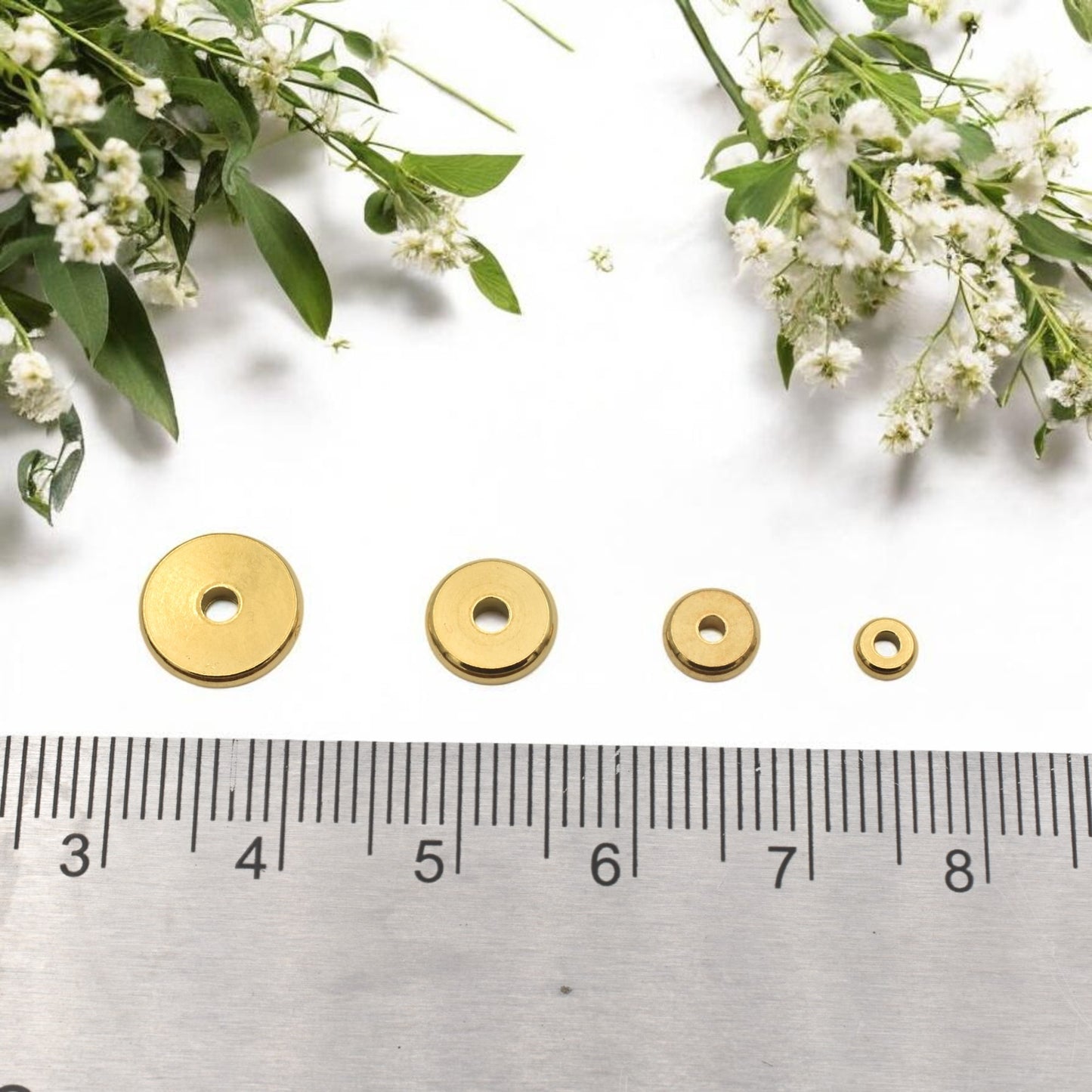 Gold Plated Spacer Beads - Durable Stainless Steel Roundel Spacers 4mm to 10mm