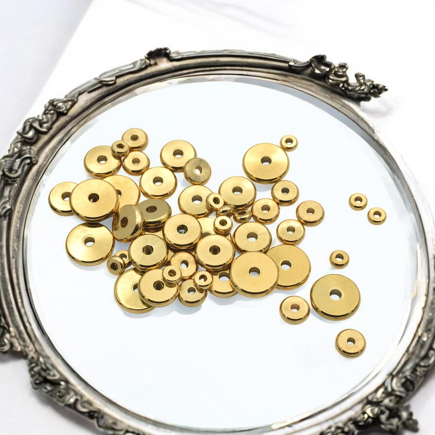 Gold Plated Spacer Beads - Durable Stainless Steel Roundel Spacers 4mm to 10mm