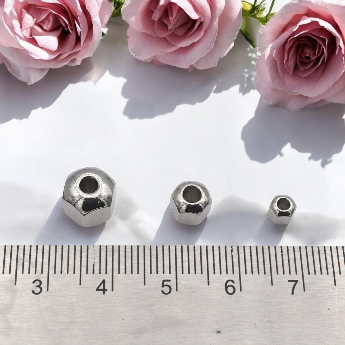 Stainless Steel Spacer Beads – 20 PCs Silver Screw Roundel Spacer Beads Bulk Jewelry Findings