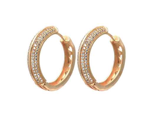 Hoop Earring 18K Gold Filled EP Earring Findings Clear Cubic Zirconia Gorgeous Ladies Girls Size 30mm For Jewelry Making #8O5 Double Side BeadsFindingDepot