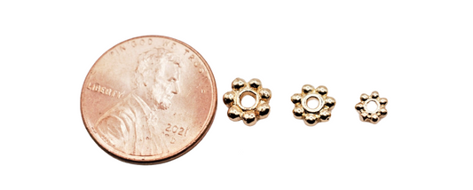 18K Gold Filled Rondel Flower Spacer Beads  Various Sizes 7mm, 4mm,6mm,8mm Beads Jewelry USA Seller Sold 12 PCs/ PK - BeadsFindingDepot