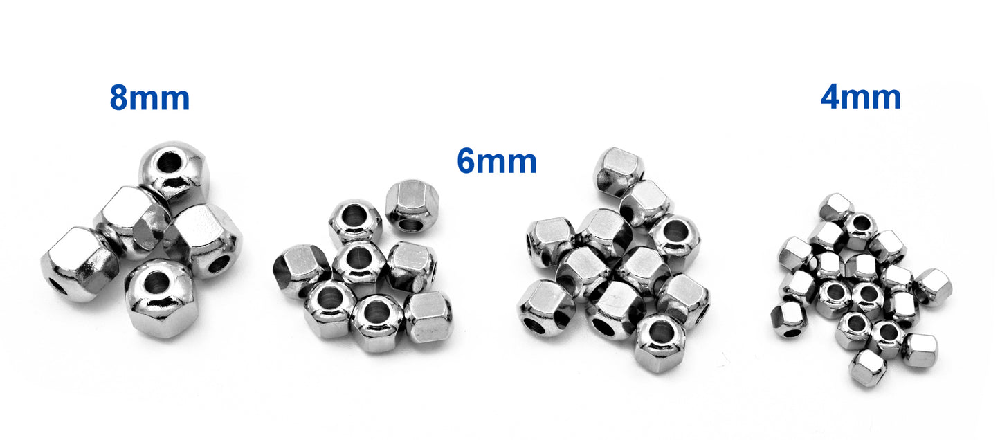 20 PCs Stainless Steel Silver Screw Roundel Plain Spacer Beads Size 4mm,6mm,8mm Jewelry Findings Supply For Jewelry Making and Wholesale