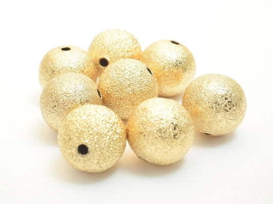Beaded Jewelry 18K Gold Filled EP Stardust Round Bead, Size 6mm/8mm/12mm Ball, 18K GF For Jewelry Making, GF3242A/GF3322/GF3402