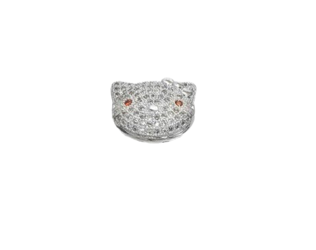 Cat Micro Pave Rhodium Plated With Cubic Zirconia CZ Rhinestone Spacer Jewelry Making BeadsFindingDepot