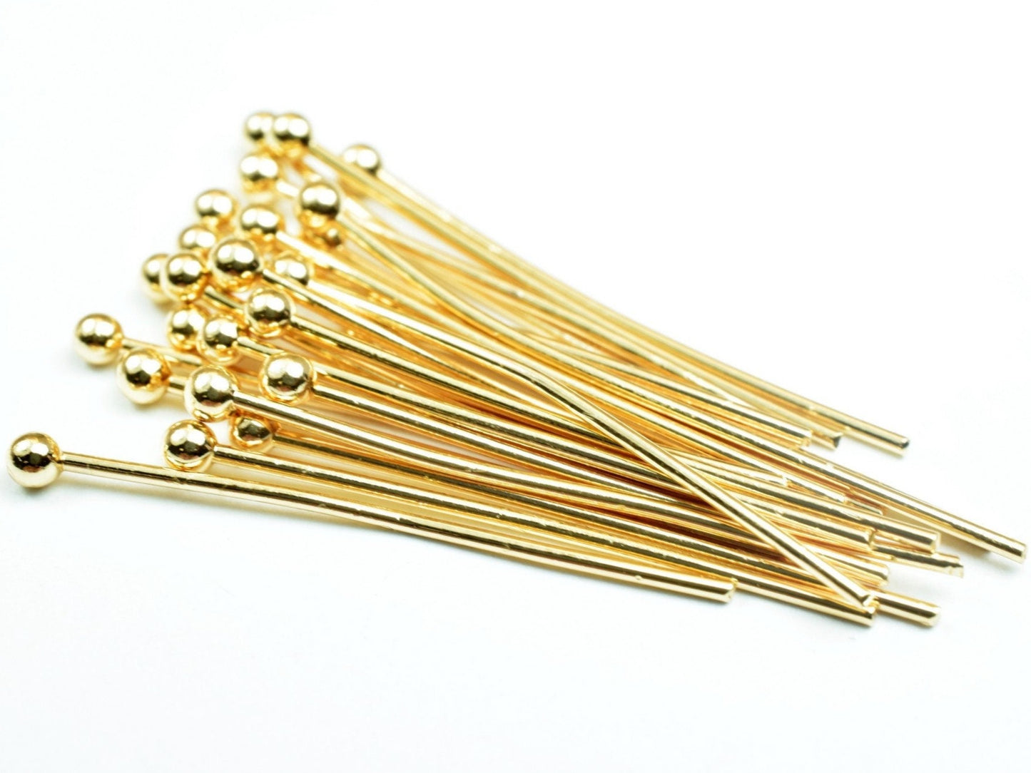 Round Head Pin Gold Filled EP 18k/14K from 1/2 inch to 3 1/2 inch findings for jewelry making and wholesaler from 13mm to 85mm BeadsFindingDepot