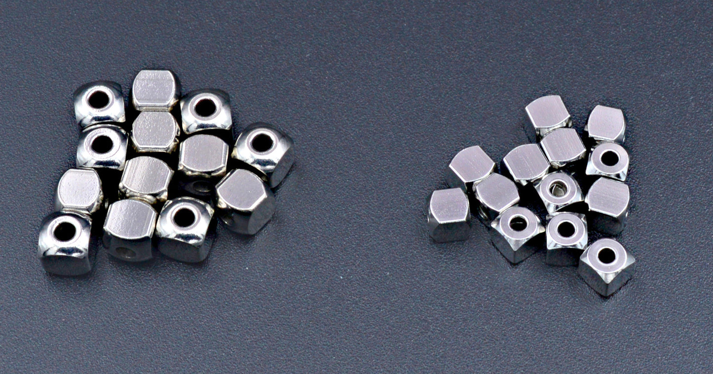 20 PCs Stainless Steel Square Cube Roundel Plain Spacer Beads Size 4mm, 5mm Jewelry Findings Supply For Jewelry Making and Wholesale