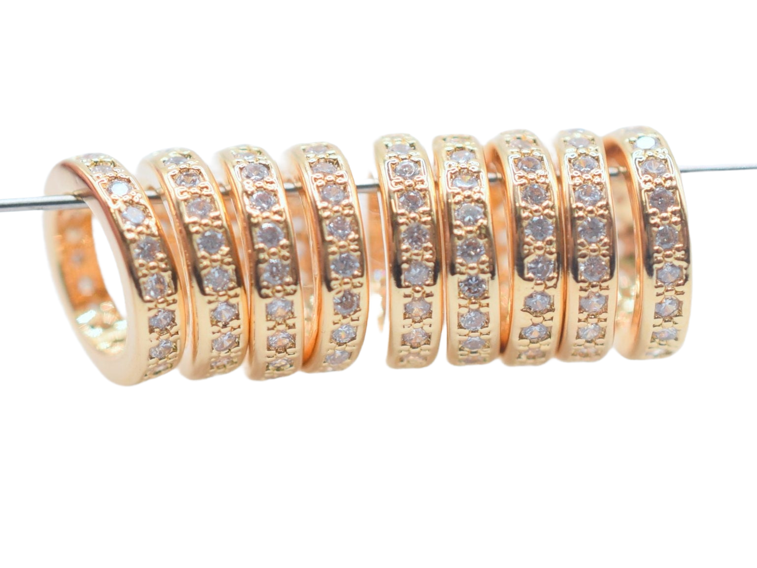 Luxury 18K Gold-Filled CZ Beads - Chic Pave Roundel Spacers for Jewelry Design BeadsFindingDepot